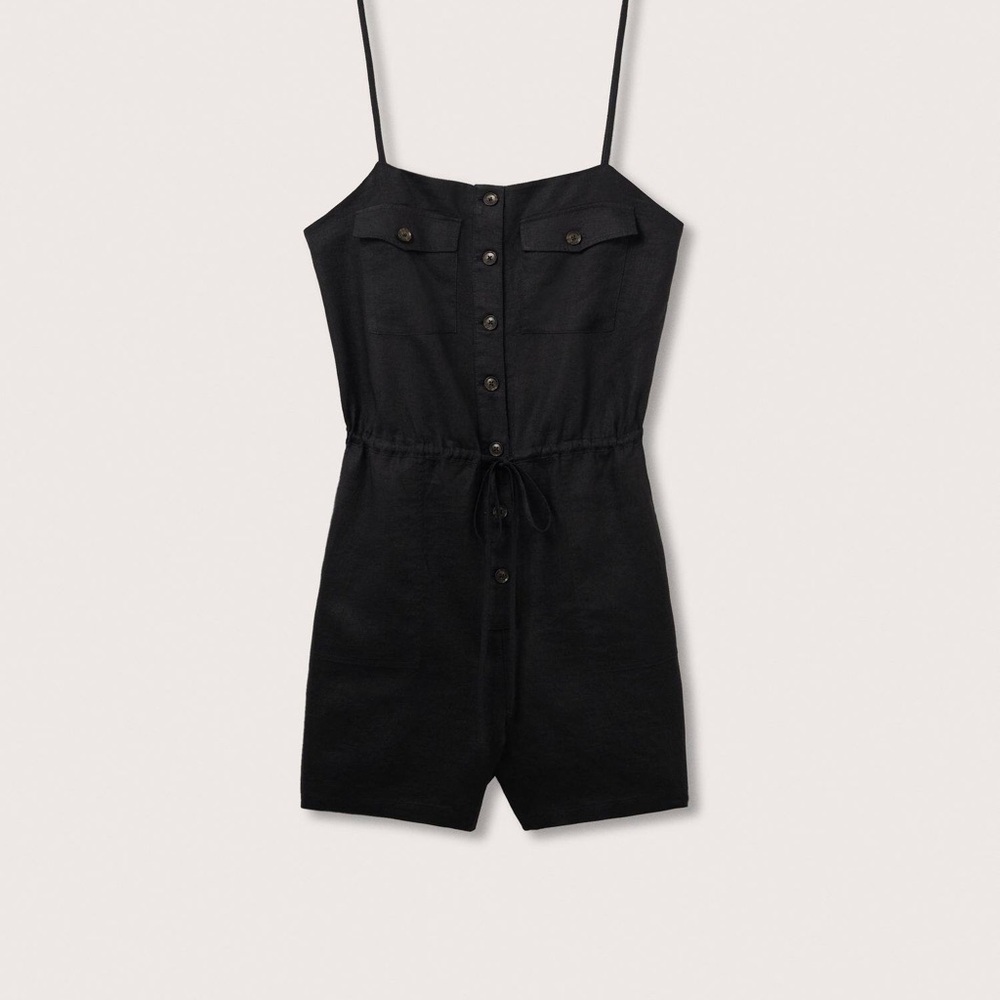 MANGO NWT 100% Linen Romper,Black, size Medium/6